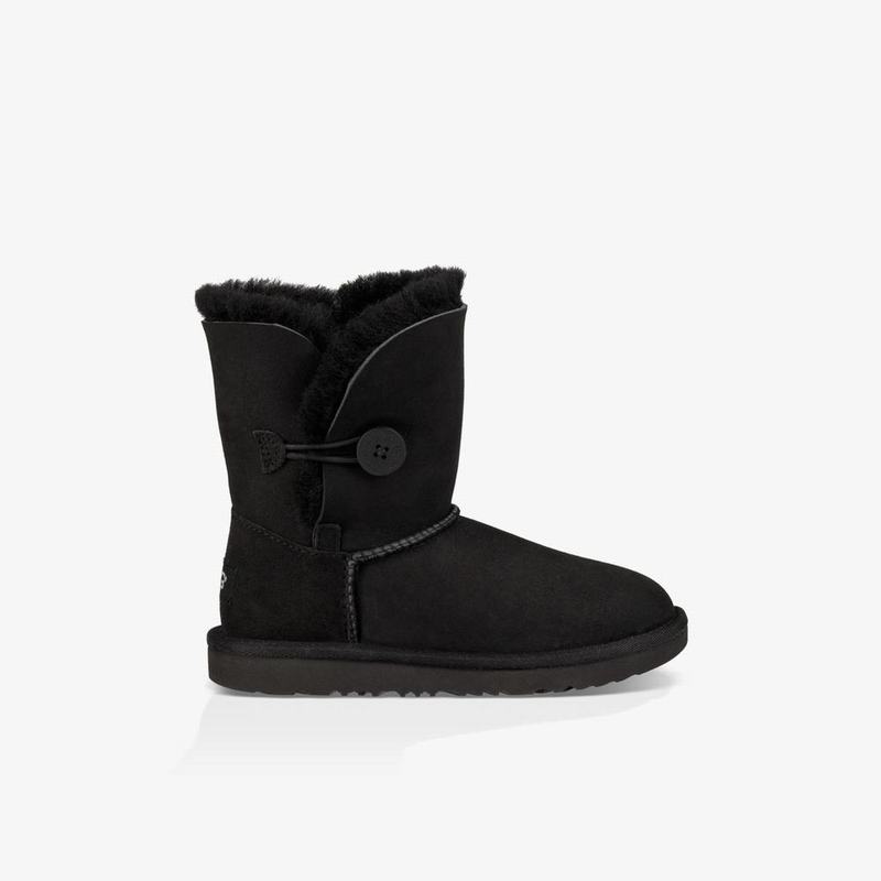 Bottes UGG Bailey Button II Fille Noir Soldes 579BCHYW